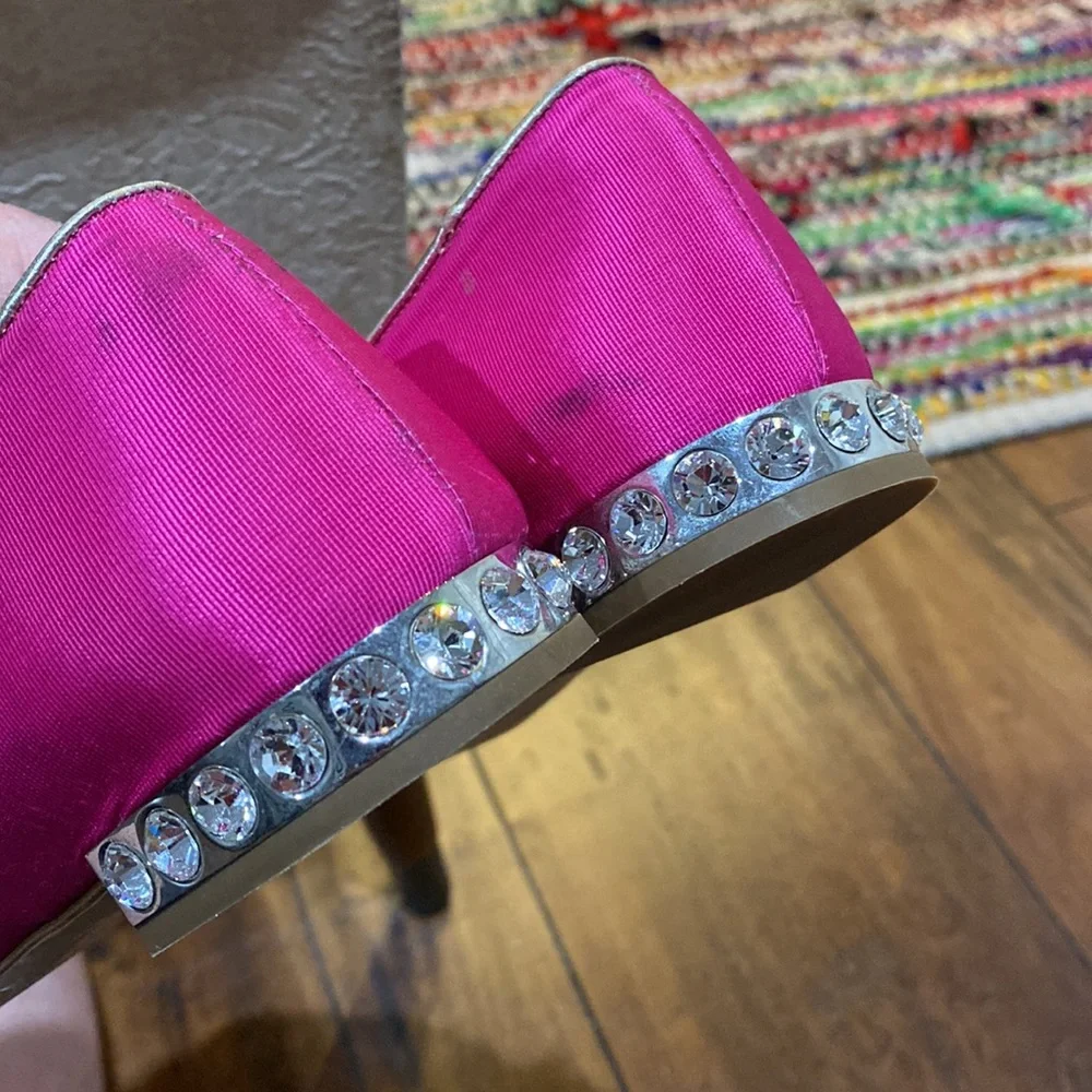 Miu Miu Pink Satin Embroidered Loafers SIZE 38.5